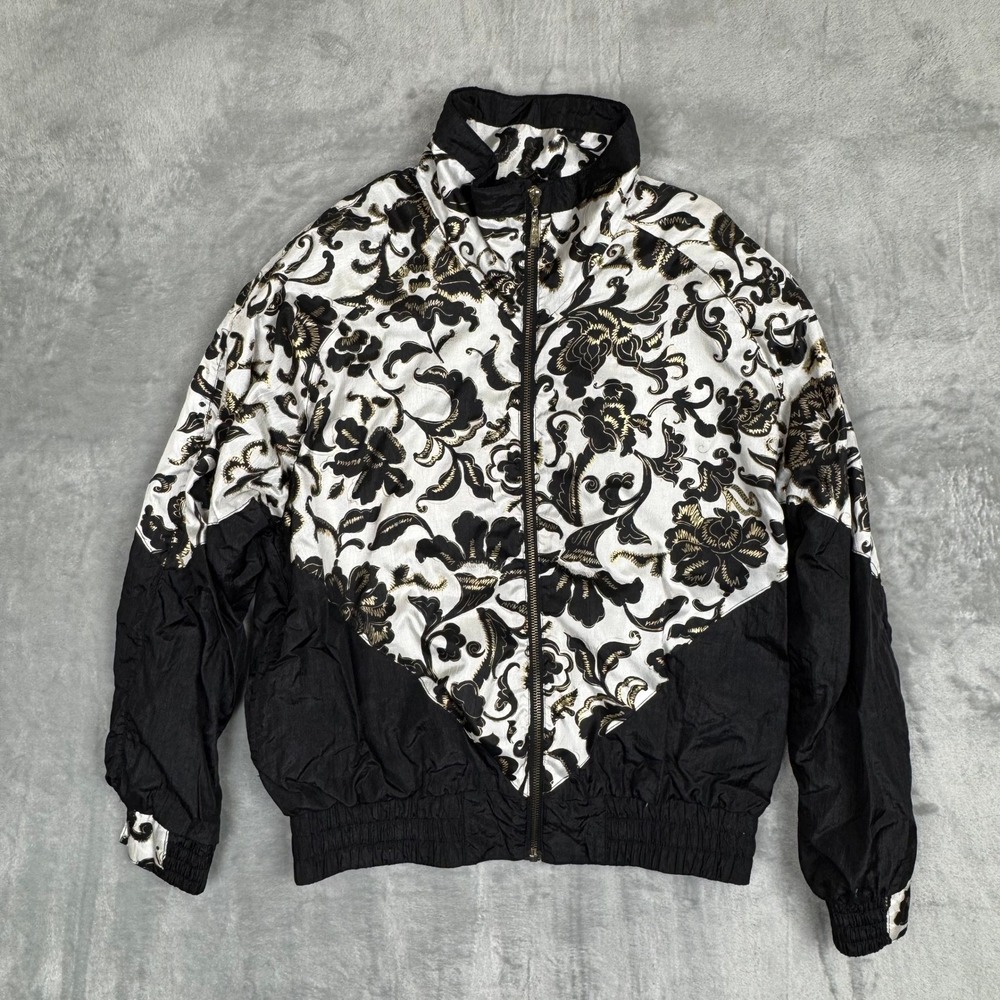 Vintage 80s Floral Lightweight Track Jacket Windbreaker Zip Up Petite Small